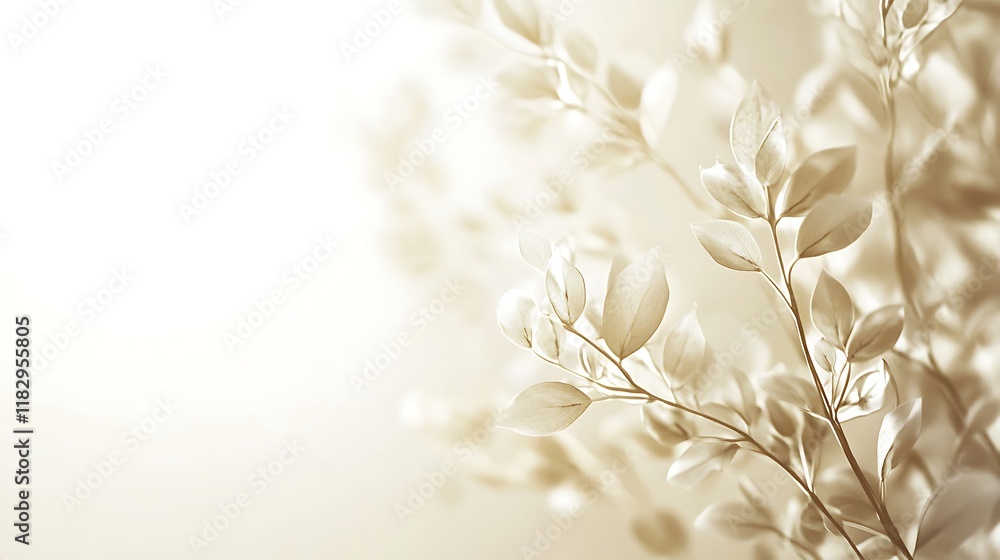 Delicate Beige Branches With Soft Leaves Delicate Beige Branches With Soft Leaves