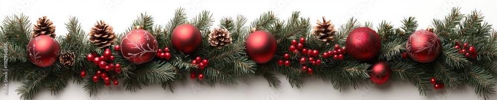 Christmas Wreath Border Frame with Pine Branches Red Ornaments Pine Cones Candies Christmas Wreath Border Frame with Pine Branches Red Ornaments Pine Cones Candies