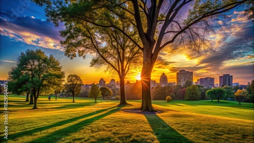 Bethesda Park Silhouette Photography: Stunning Sunsets, Trees, and City Skyline photo