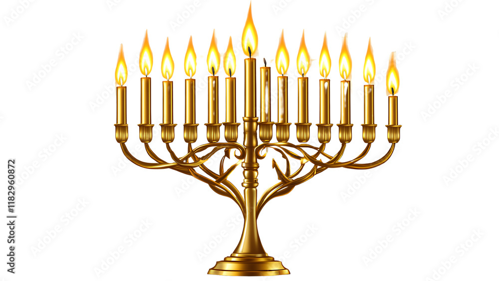 Fototapeta premium Golden Menorah Illustration – Symbol of Tradition and Celebration