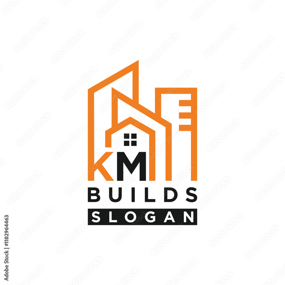 Fototapeta premium letter KM house building logo design element vector template