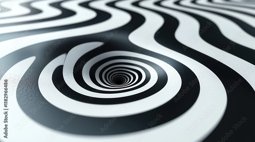Abstract Black and White Swirling Vortex Illusion Abstract Black and White Swirling Vortex Illusion