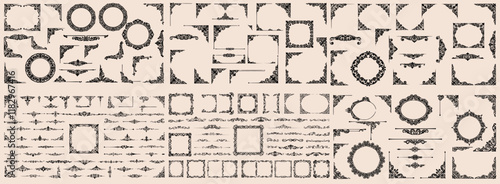 vector set of Decorative vintage frames, borders, corners. Retro ornamental frame vector set.
