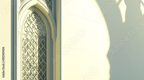 Intricate Islamic Architectural Window Detailing On White Wall photo