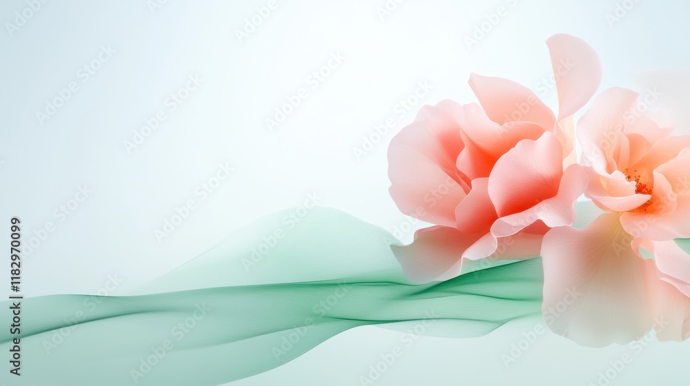 Obraz premium A pink flower is the main focus of the image, with a green background