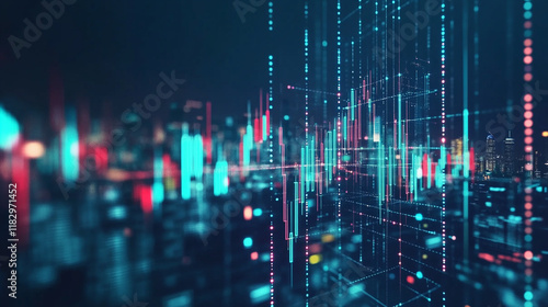 achievement graph arrow growth and development technology. stock market trading investment on blue dark background. vector illustration fantastic hi-tech digital.