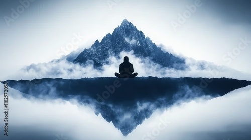 Obraz na płótnie Serene Meditation by Mountain Lake Reflection w salonie