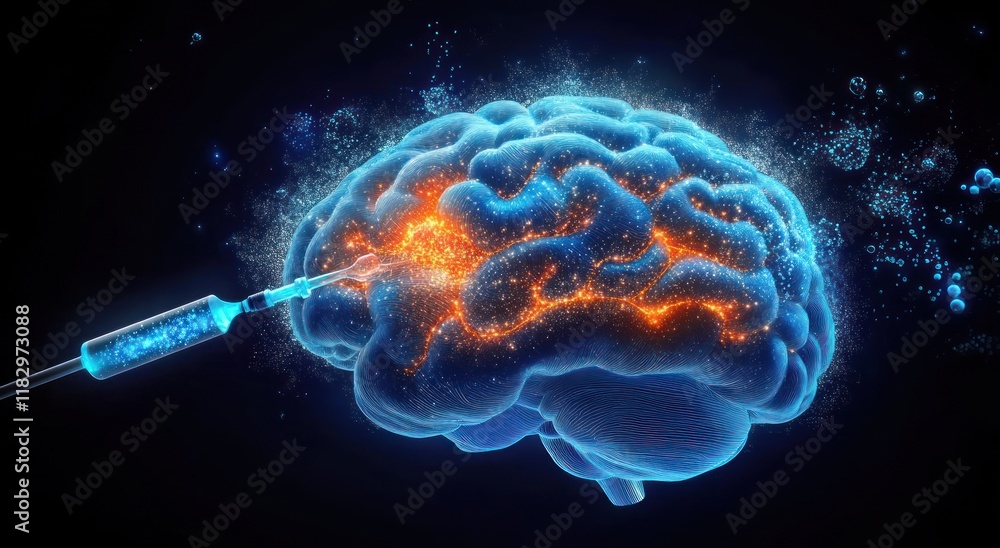 Naklejka premium Regeneration of Brain Tissue Through Neural Stem Cell Therapy for Neurodegenerative Diseases Medical Illustration