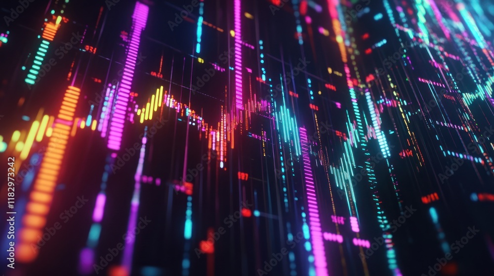 Obraz premium Abstract Neon Digital Data Visualization
