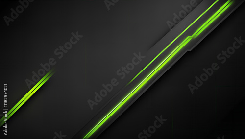  A sleek and modern backdrop featuring vibrant neon green lines against a dark gray gradient
