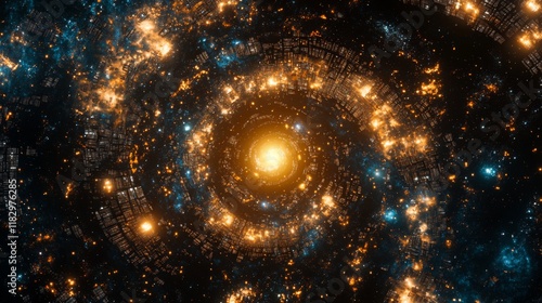 Wallpaper Mural Cosmic Spiral Galaxy with Bright Stars and Energetic Nebulae in Deep Space with Vibrant Colors and Intricate Patterns Torontodigital.ca