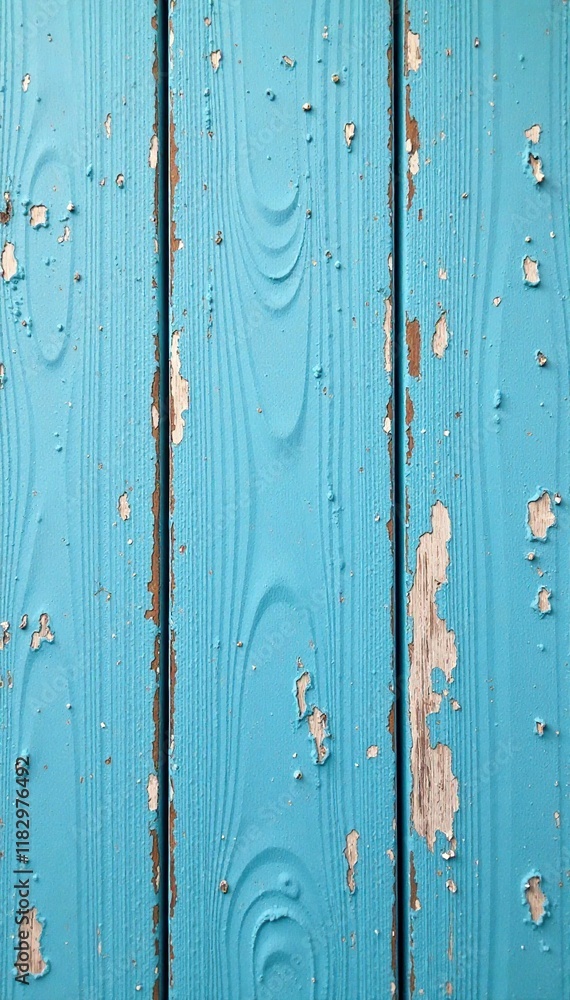 Fototapeta premium wooden plank with flaking white paint in a muted blue tone, weathered wood, natural texture