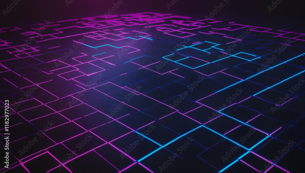Obraz premium A vibrant cyberpunk landscape radiating with neon brilliance