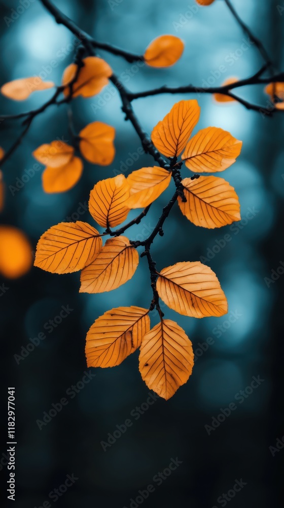 Close-up of orange autumn leaves with soft blurred background Close-up of orange autumn leaves with soft blurred background