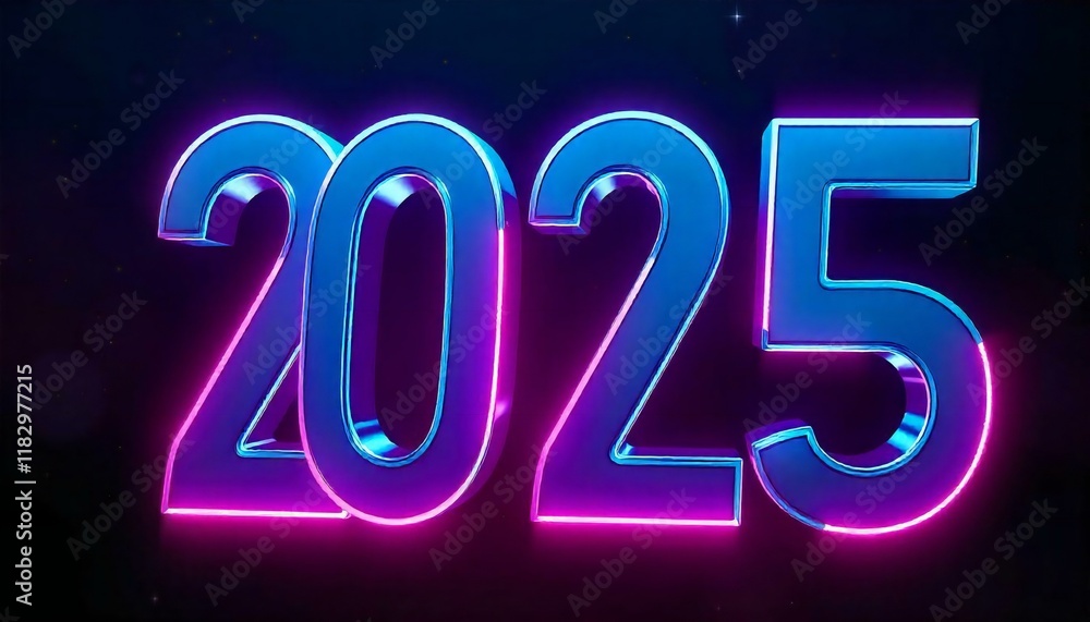3D 2025 Numbers in Vibrant Neon Hues with Starry Effect - Generated By AI 3D 2025 Numbers in Vibrant Neon Hues with Starry Effect - Generated By AI