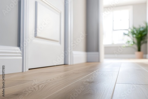 Wallpaper Mural Closeup view of newly installed wooden flooring and baseboards in room Torontodigital.ca