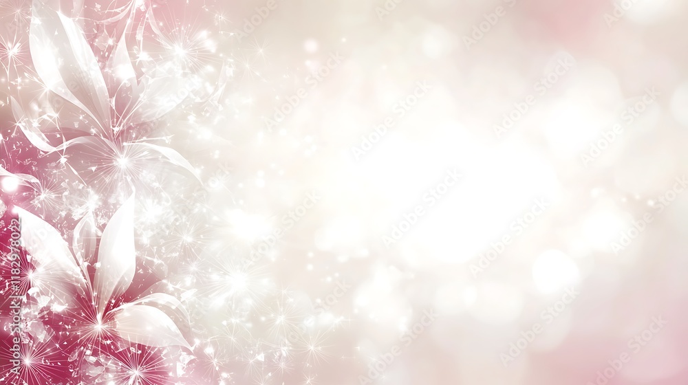 Delicate White Flowers and Sparkling Lights Background Delicate White Flowers and Sparkling Lights Background