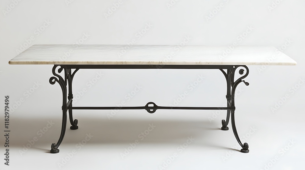 Rectangular stone and metal dining table Rectangular stone and metal dining table