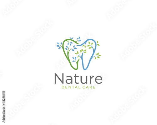 Dental care and leaf logo