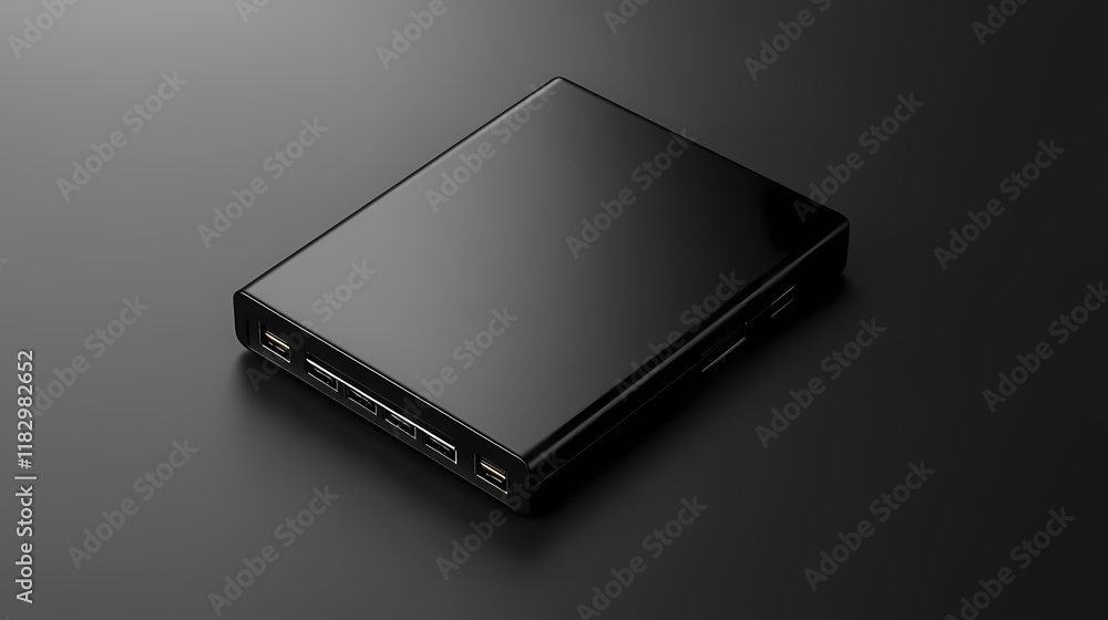 Office technology external hard drive - portable storage device for backing up and storing files isolated solo on plain background one main object. Riversong. Illustration Office technology external hard drive - portable storage device for backing up and storing files isolated solo on plain background one main object. Riversong. Illustration