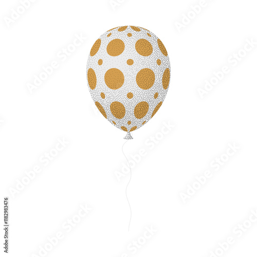 White gold balloon retro grain. Cartoon Flat Style vector illustration Isolated on White background.