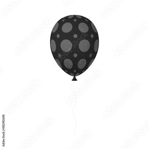 Black grey balloon retro grain. Cartoon Flat Style vector illustration Isolated on White background.