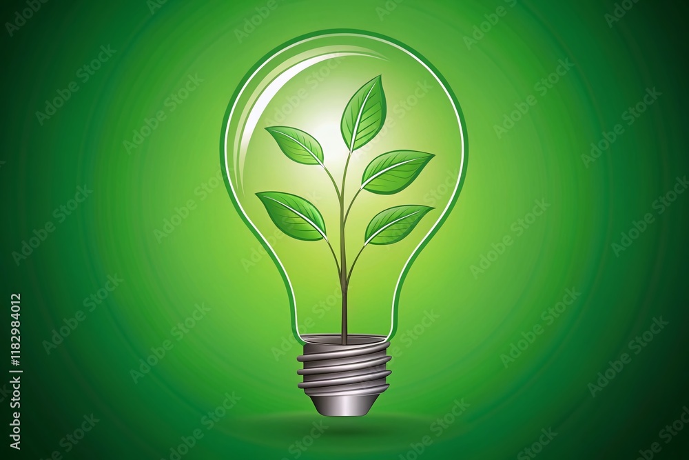 Green Energy Growth: Eco-Friendly Bulb & Leaf Design for Environment Day Green Energy Growth: Eco-Friendly Bulb & Leaf Design for Environment Day