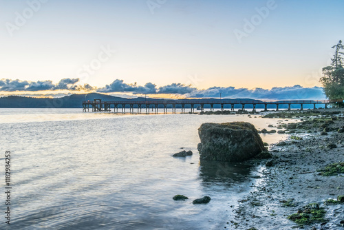 Canada, British Columbia. Salt Spring Island, Fernwood Dock at dawn photo