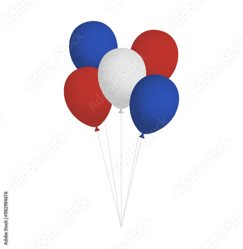 USA balloons bunch. Cartoon Flat Style vector illustration Isolated on White background.