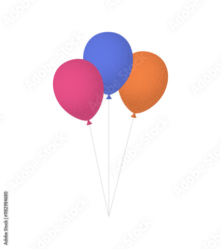 Colorful balloons bunch. Cartoon Flat Style vector illustration Isolated on White background.