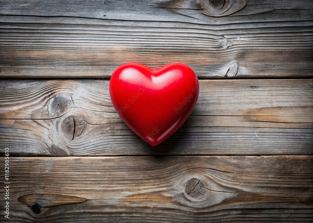 Grey Wooden Background with a Red Heart - Romantic Love Concept Stock Photo Grey Wooden Background with a Red Heart - Romantic Love Concept Stock Photo