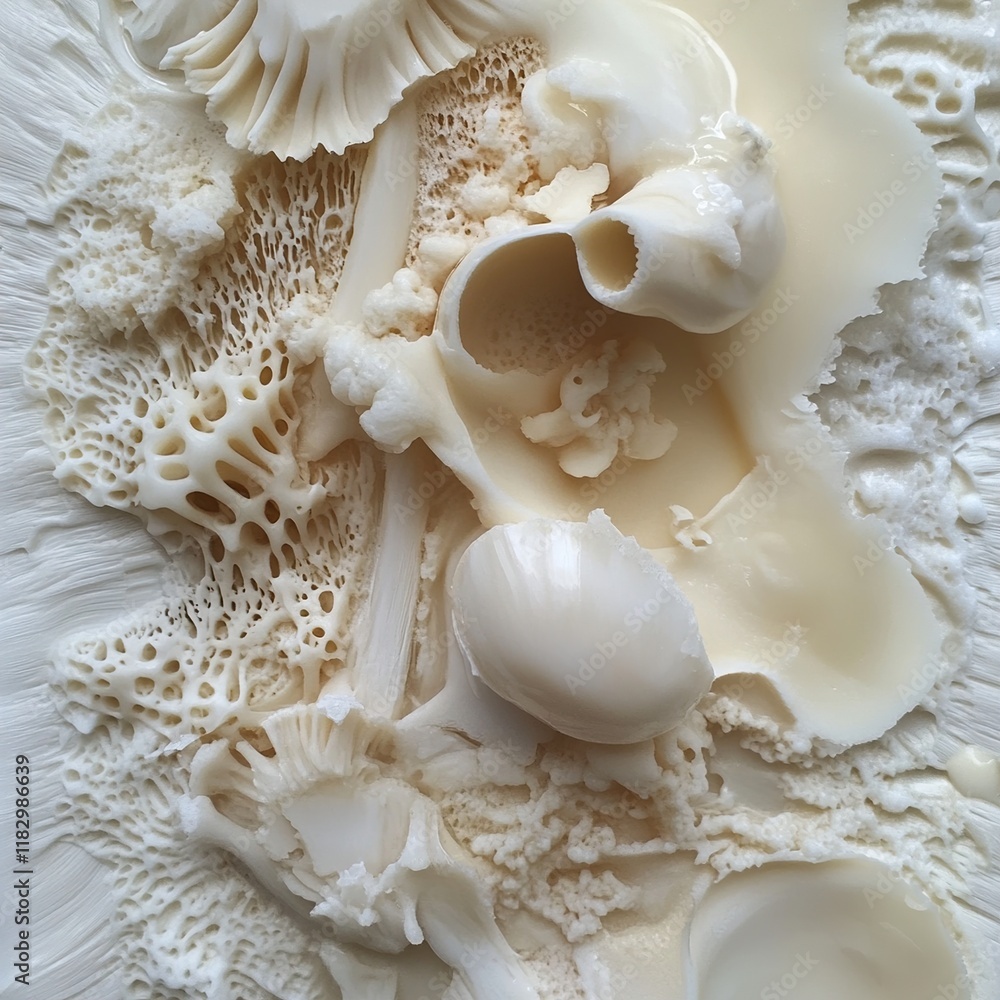 Abstract Organic Forms: A Study in Cream and White Textures Abstract Organic Forms: A Study in Cream and White Textures