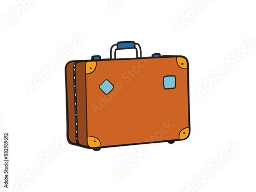 Vintage Brown Suitcase Travel Bag, Retro Luggage, Journey