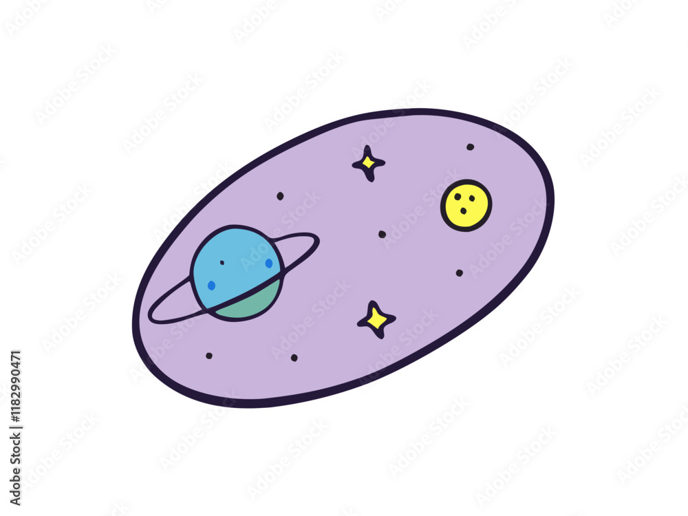 Cute Cartoon Galaxy Planets, Stars, Space, Universe Cute Cartoon Galaxy Planets, Stars, Space, Universe