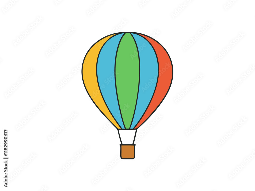 Fototapeta premium Colorful Hot Air Balloon Adventure, Flight, Travel, Sky, Cartoon