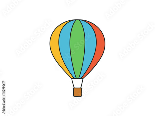 Colorful Hot Air Balloon Adventure, Flight, Travel, Sky, Cartoon