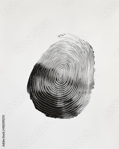 Abstract black fingerprint whorl on white background. photo