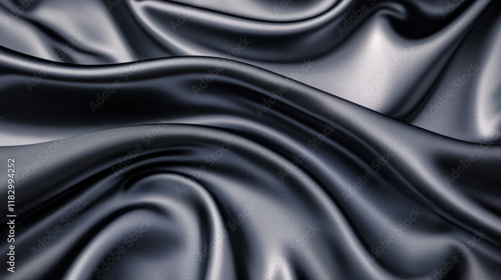 Elegant black satin fabric with flowing texture Elegant black satin fabric with flowing texture
