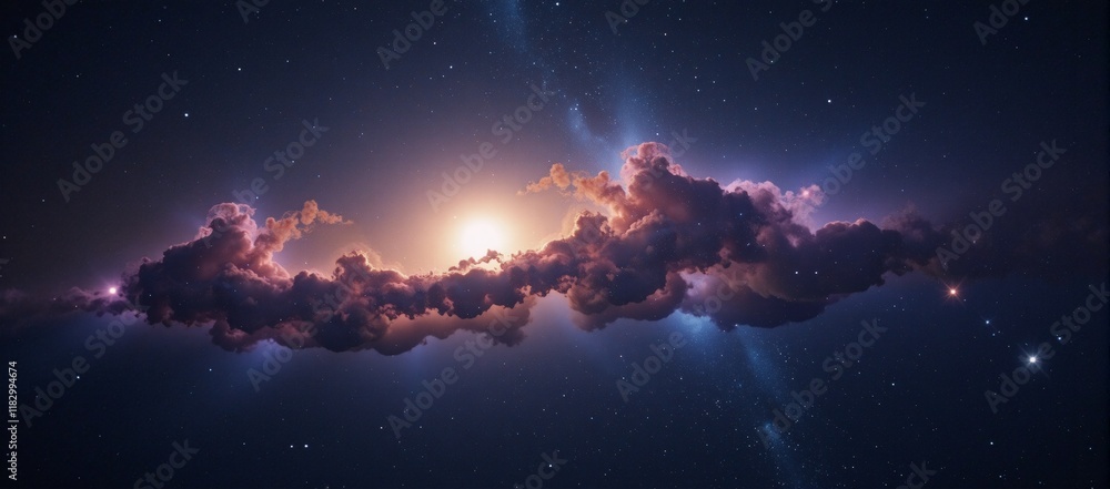 Naklejka premium Marvel at a breathtaking serene deep-space setting featuring mesmerizing nebulae and glittering stars