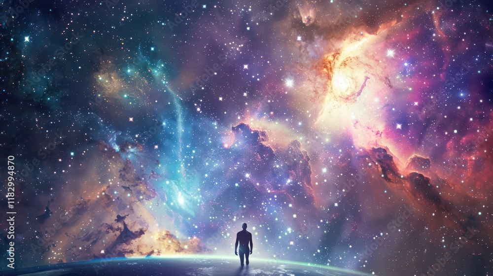 Obraz premium A Solitary Figure Gazing into the Cosmos