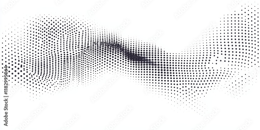 Fototapeta premium Abstract halftone pattern in grayscale, forming a wave-like shape.