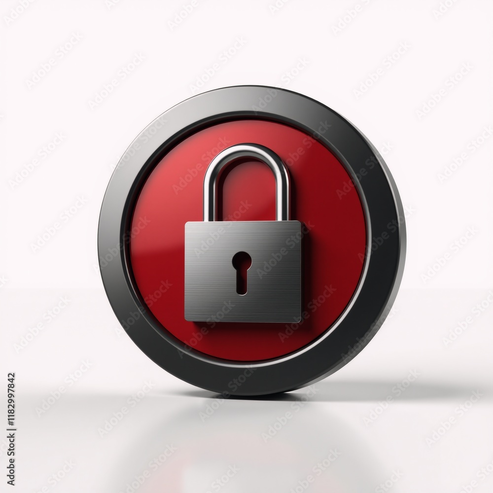 Red Black Circular Lock Icon symbolizing Online SecurityDigital Payment Red Black Circular Lock Icon symbolizing Online SecurityDigital Payment