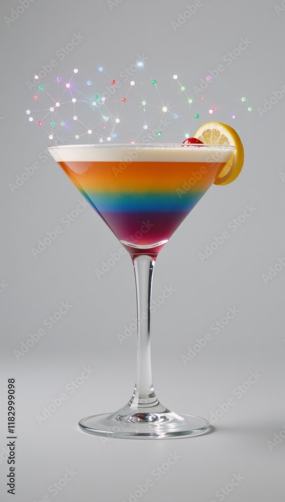 Digital illustration showcases an alcoholic beverage with a transparent network-like overlay representing social and neural connectivity Digital illustration showcases an alcoholic beverage with a transparent network-like overlay representing social and neural connectivity