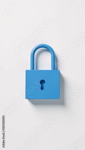 Lock icon in blue on white background symbolizes online safety  data privacy in contemporary vector design photo