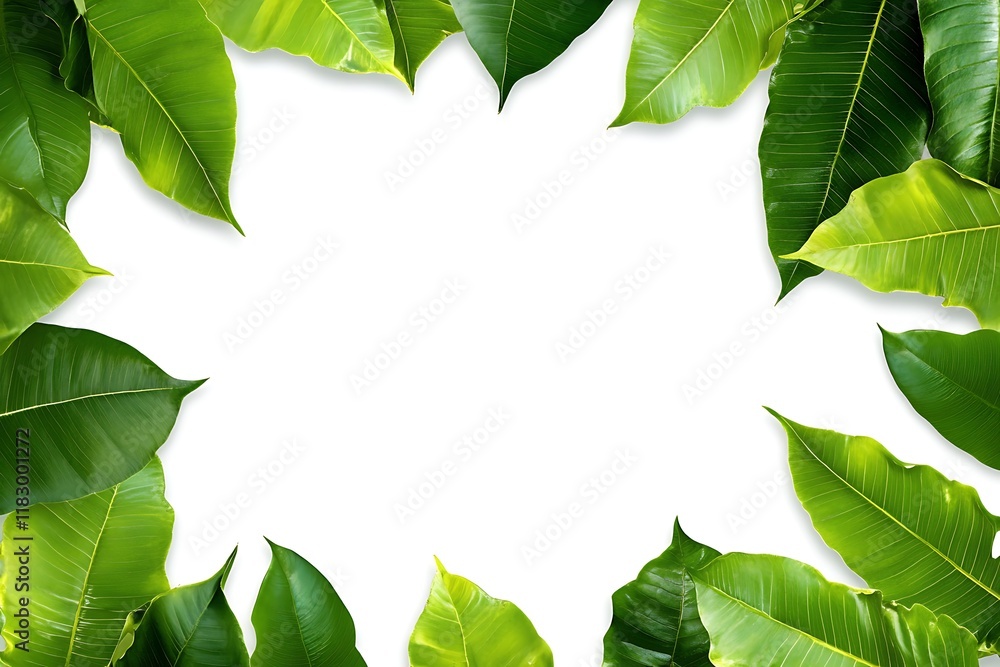 Fototapeta premium Chopped parsley arranged in a circular frame, on a white background with copy space in the middle for text