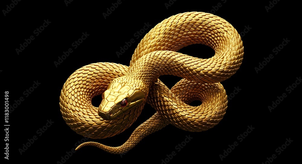 Fototapeta premium 黄金に輝く金色の蛇｜A shiny golden snake