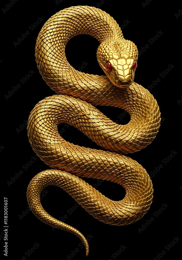 Obraz premium 黄金に輝く金色の蛇|A shiny golden snake