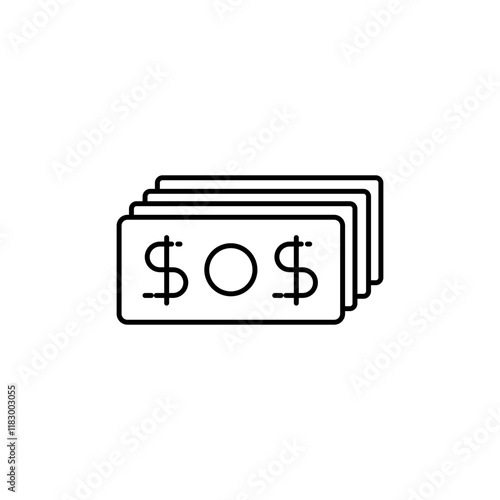 Conjunto de billetes ícono línea