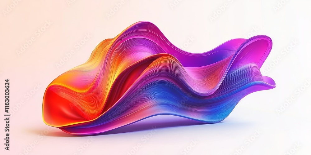 Fototapeta premium Abstract colorful 3D wave form.