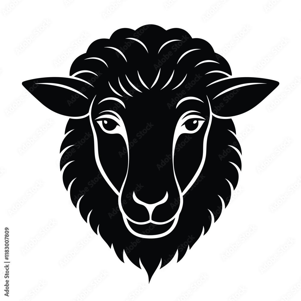 Sheep head vector silhouette art illustration Sheep head vector silhouette art illustration